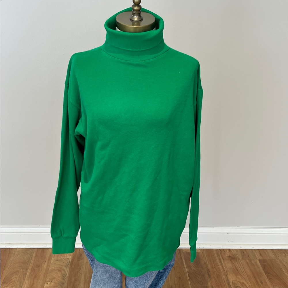 The Eagle’s Eye vintage bright green 100% cotton turtleneck size XL - Picture 3 of 8
